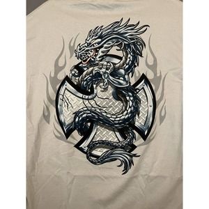 ODM Guardians of Paradise Dragon Tshirt Gray Vintage L Large 2002 Design On Back